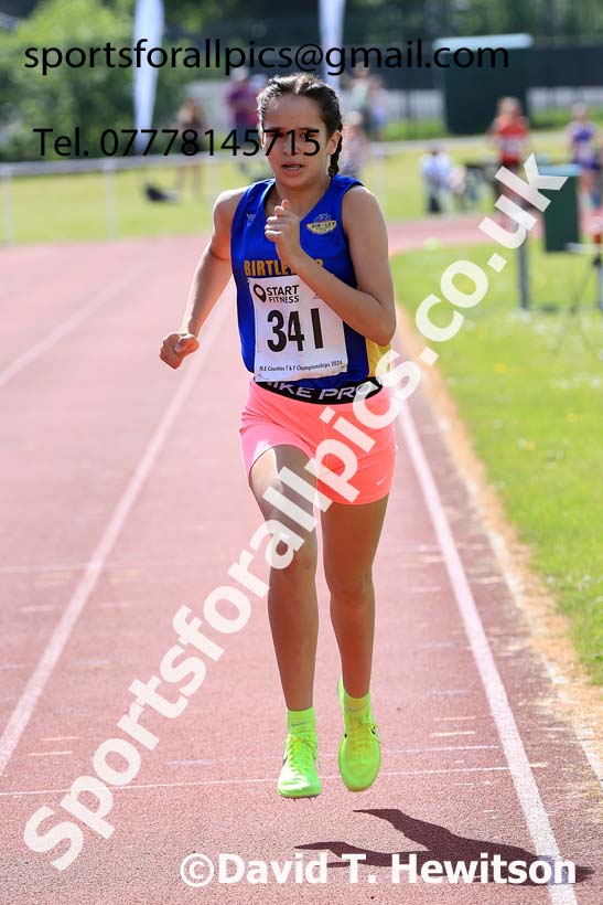 Girls Under-15s 800 metres, 2024 North Eastern Track and Field Champs., Middlesbrough.  Photo: David T. Hewitson/Sports for All Pics